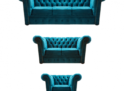 Sofagarnitur Modern Textil Sessel 2x Sofas Chesterfield Wohnzimmer 3+2+1